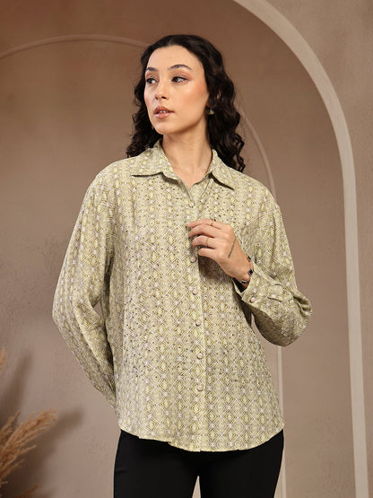Gipsy Lime Green Greek Printed Shirt