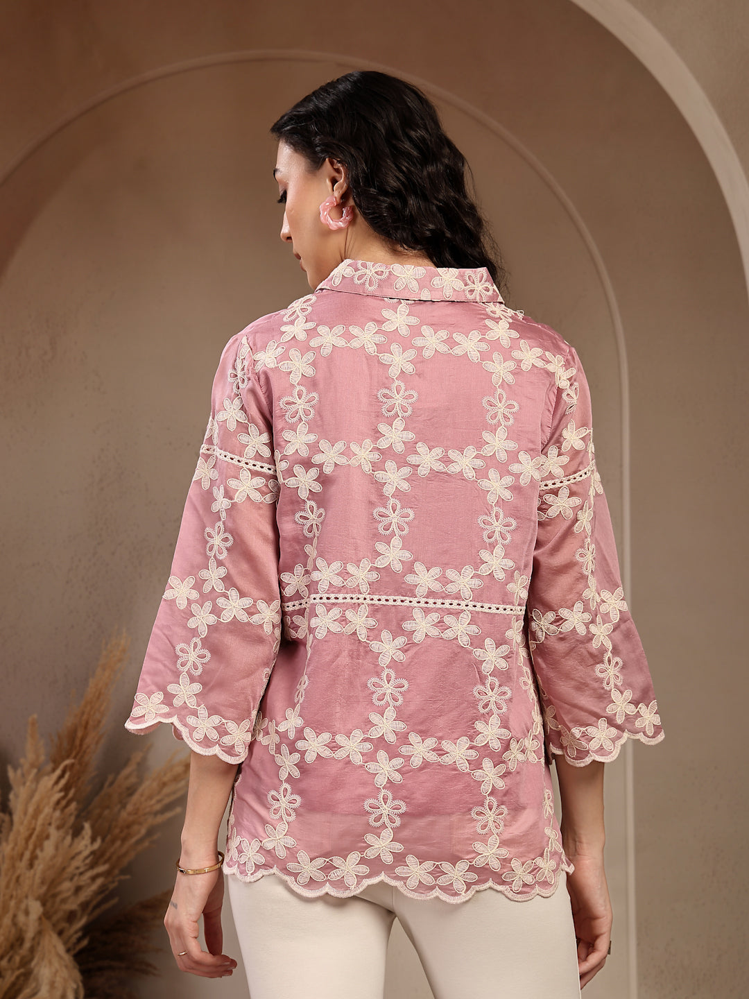 Gipsy Pink Embroidered Cotton Tunic
