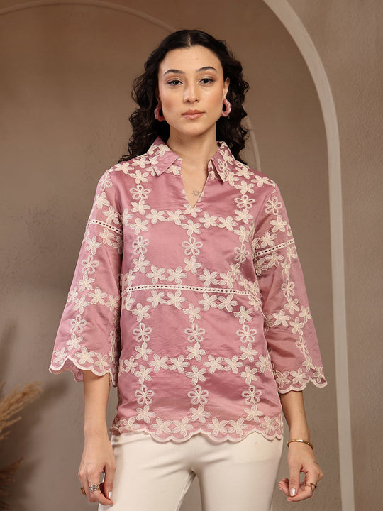 Gipsy Pink Embroidered Cotton Tunic