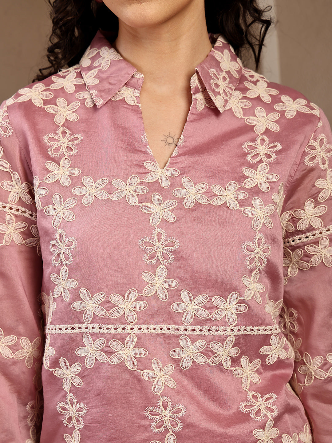 Gipsy Pink Embroidered Cotton Tunic