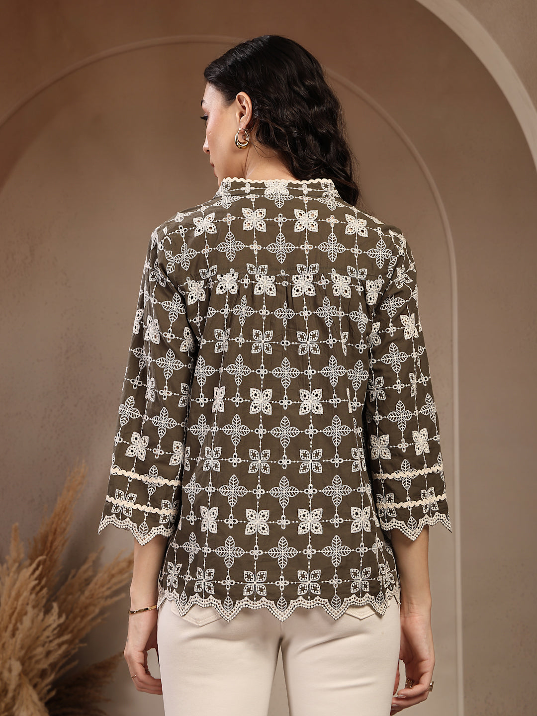 Gipsy Olive Embroidered Cotton Tunic