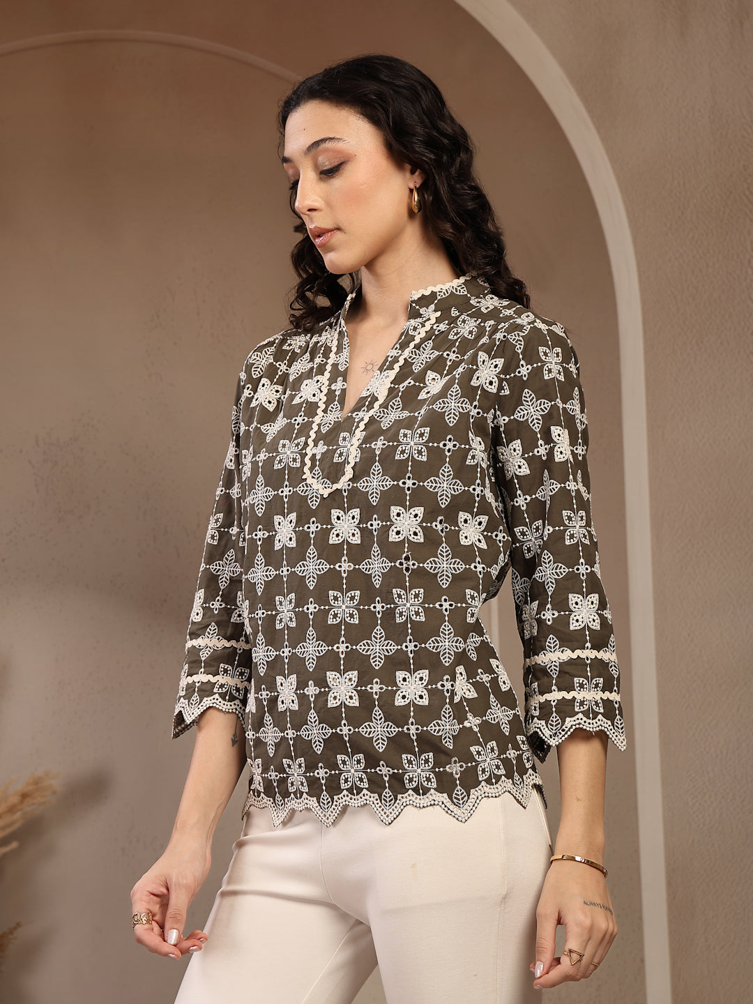 Gipsy Olive Embroidered Cotton Tunic