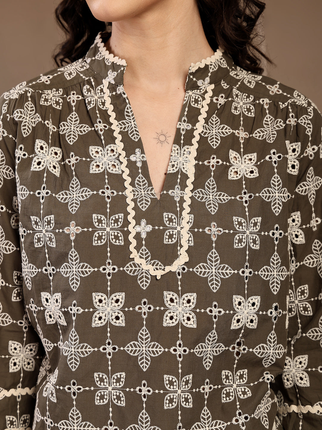 Gipsy Olive Embroidered Cotton Tunic