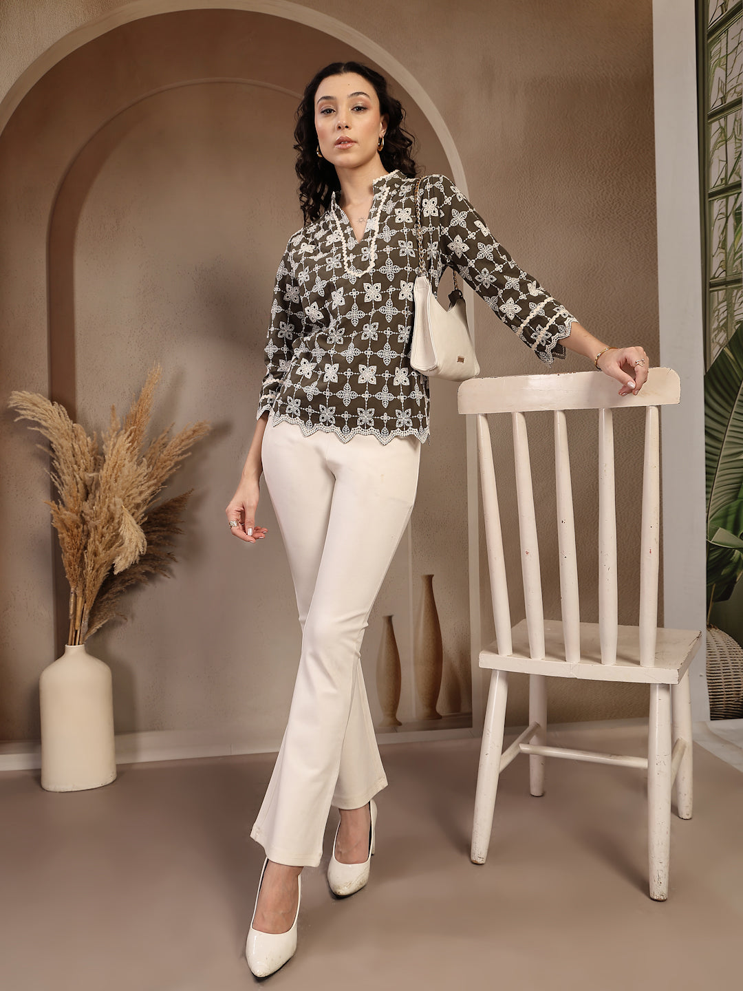 Gipsy Olive Embroidered Cotton Tunic