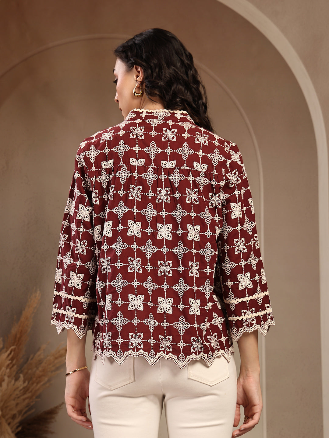Gipsy Maroon Embroidered Cotton Tunic