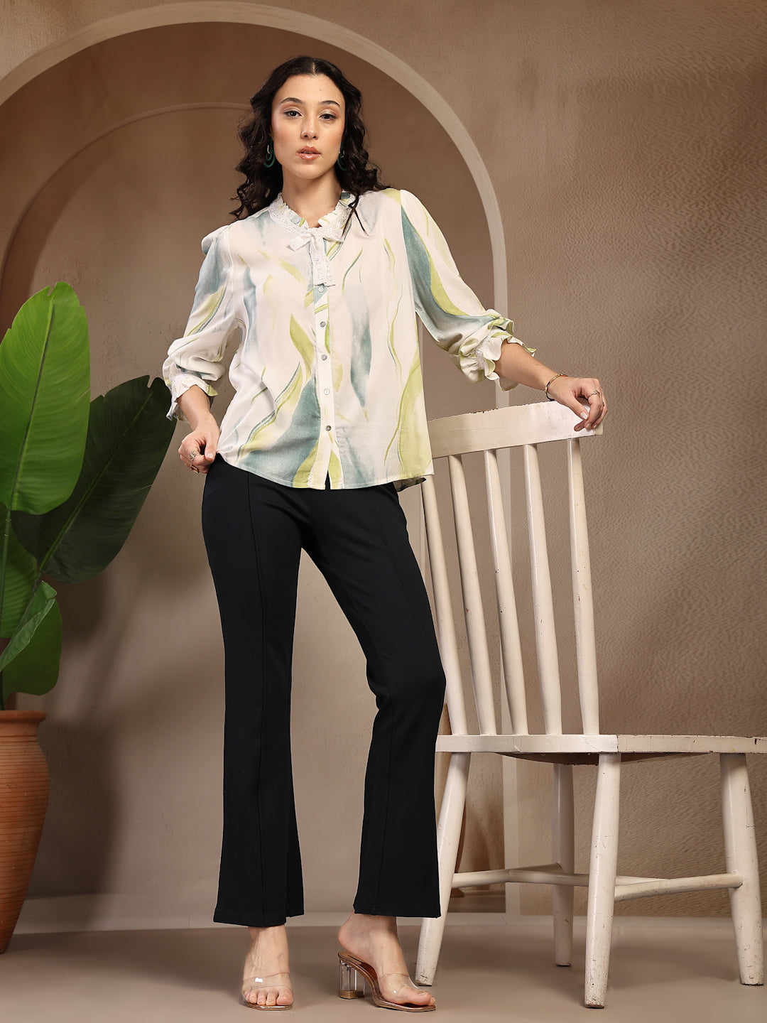 Gipsy Green Printed Rayon Blouse