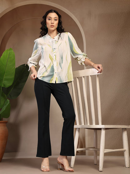 Gipsy Green Printed Rayon Blouse