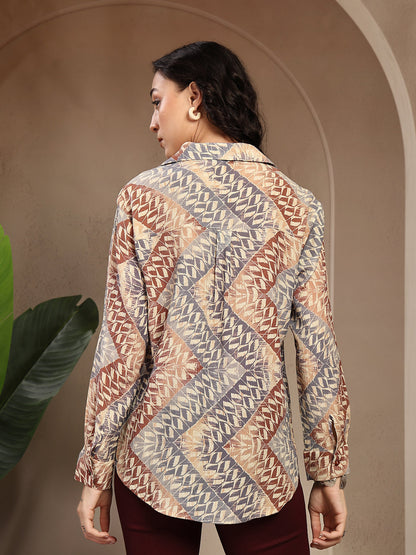 Gipsy Brown Printed Shirt