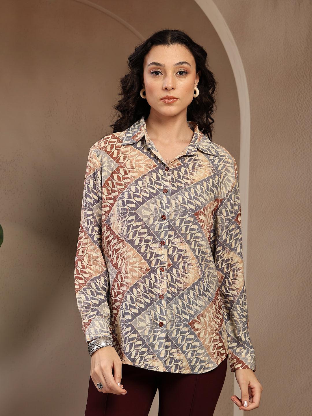 Gipsy Brown Printed Shirt