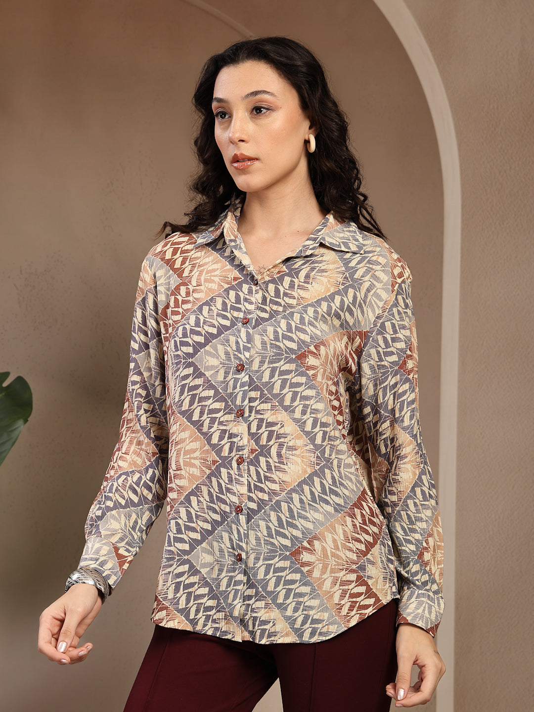 Gipsy Brown Printed Shirt