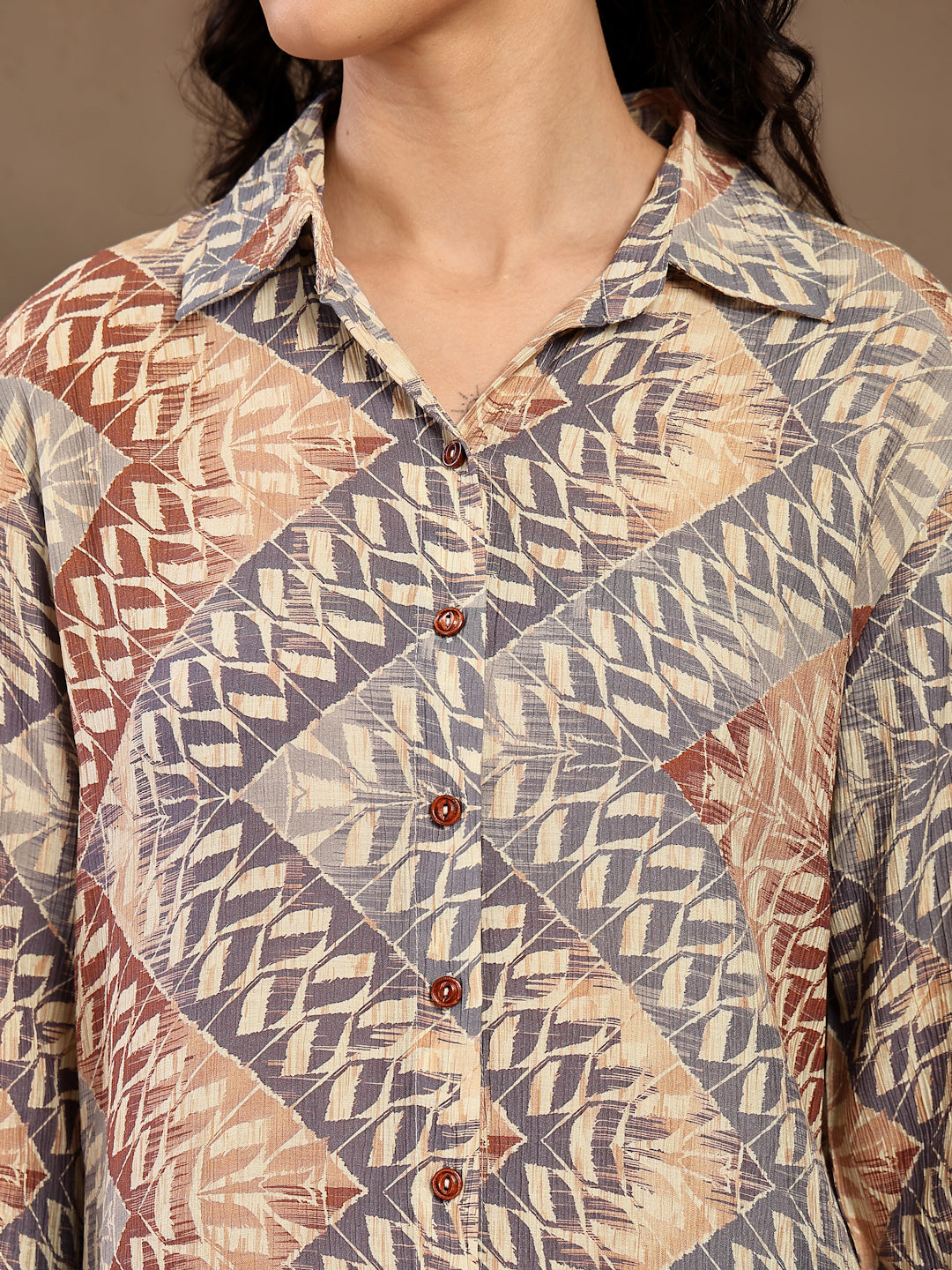 Gipsy Brown Printed Shirt