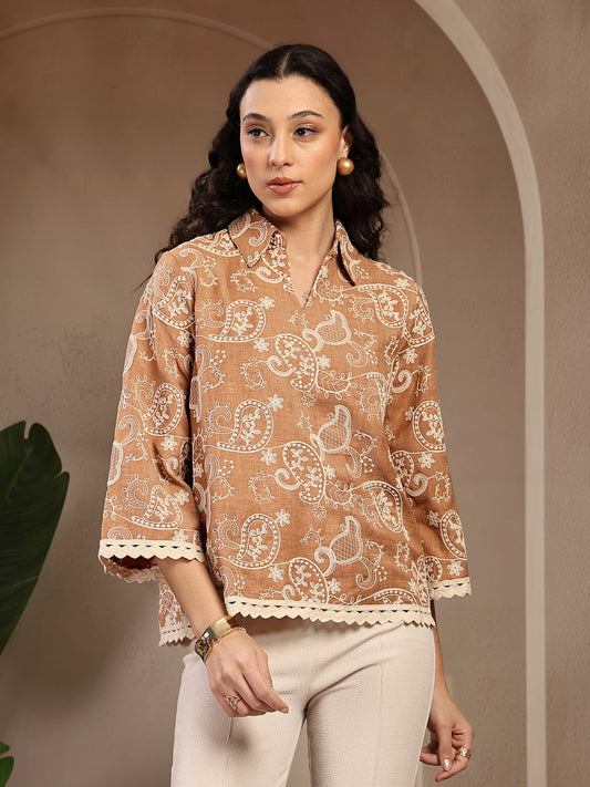 Gipsy Beige Embroidery Rayon Tunic