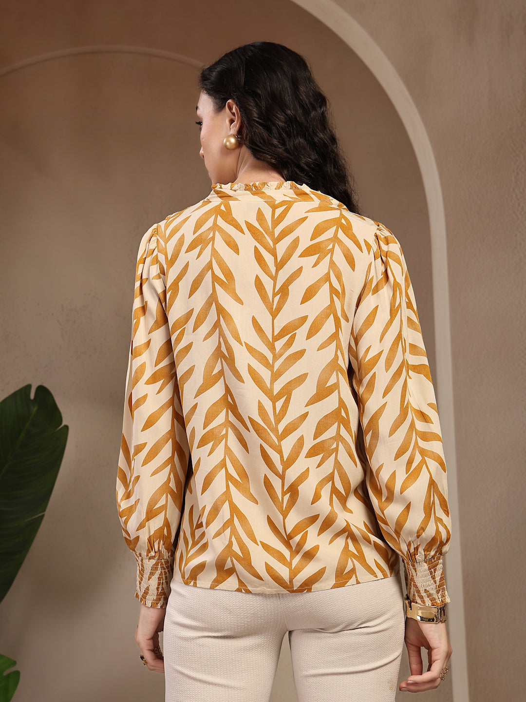 Gipsy Mustard Printed Rayon Blouse