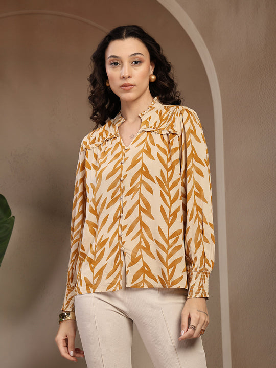Gipsy Mustard Printed Rayon Blouse