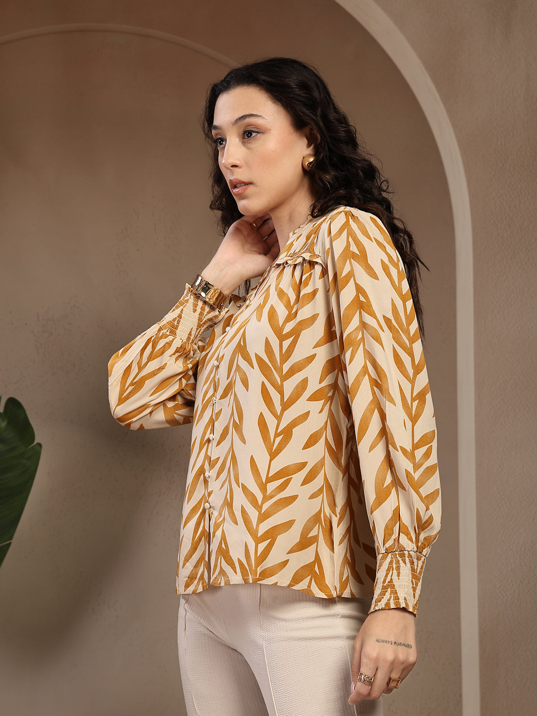 Gipsy Mustard Printed Rayon Blouse