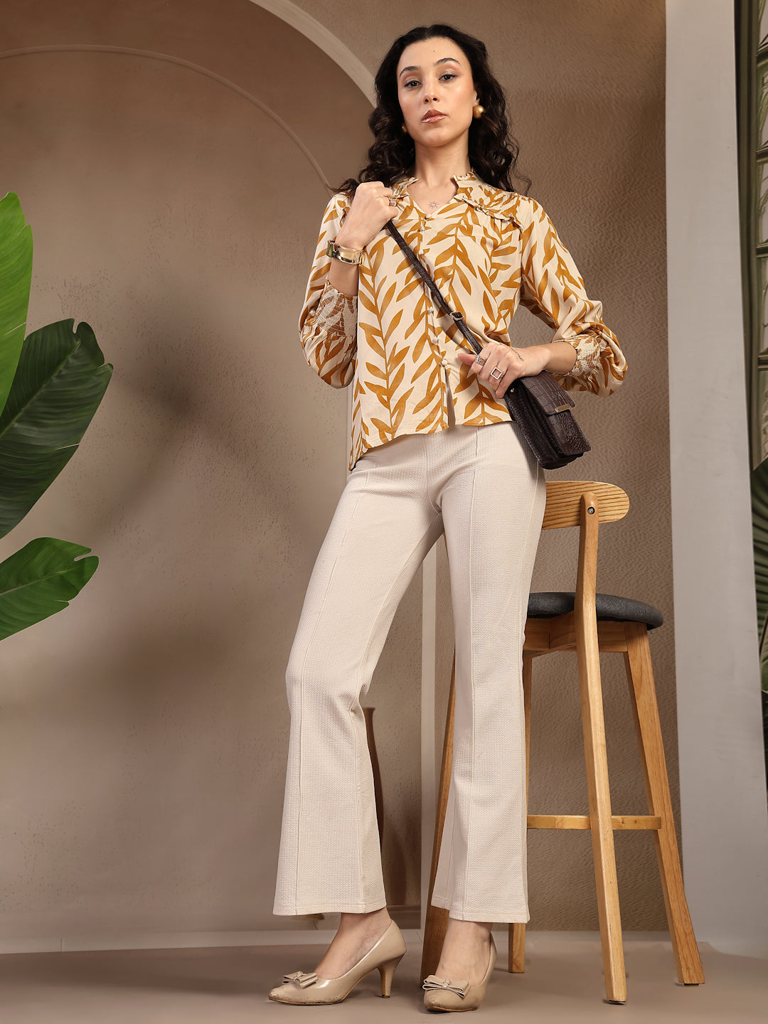 Gipsy Mustard Printed Rayon Blouse