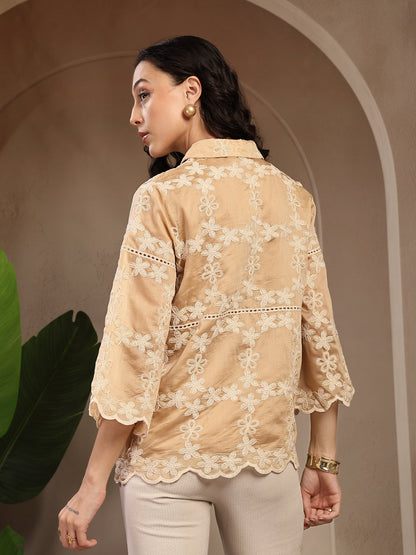 Gipsy Beige Embroidery Cotton Tunic