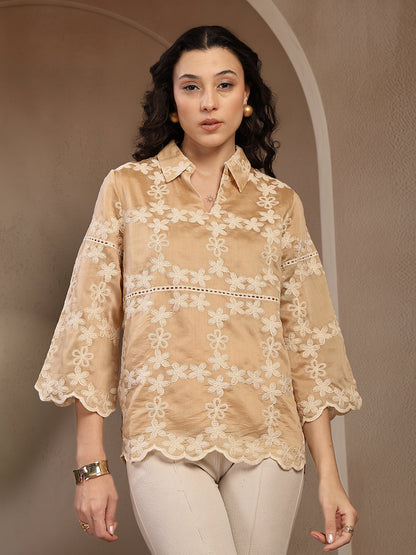 Gipsy Beige Embroidery Cotton Tunic