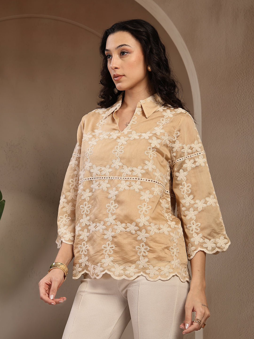Gipsy Beige Embroidery Cotton Tunic