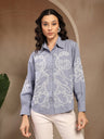 Gipsy Blue Embroidery Cotton Shirt