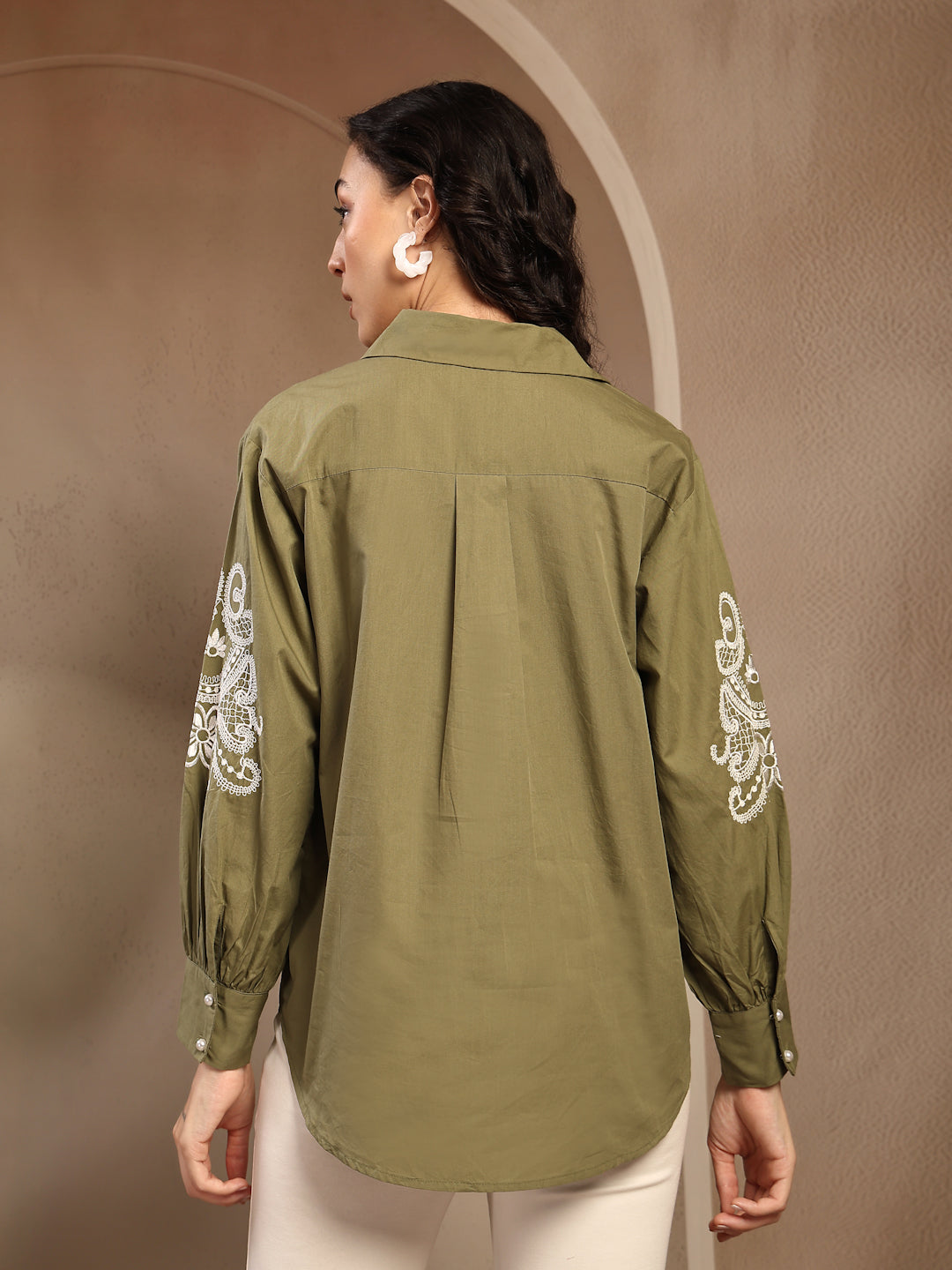 Gipsy Olive Embroidery Cotton Shirt