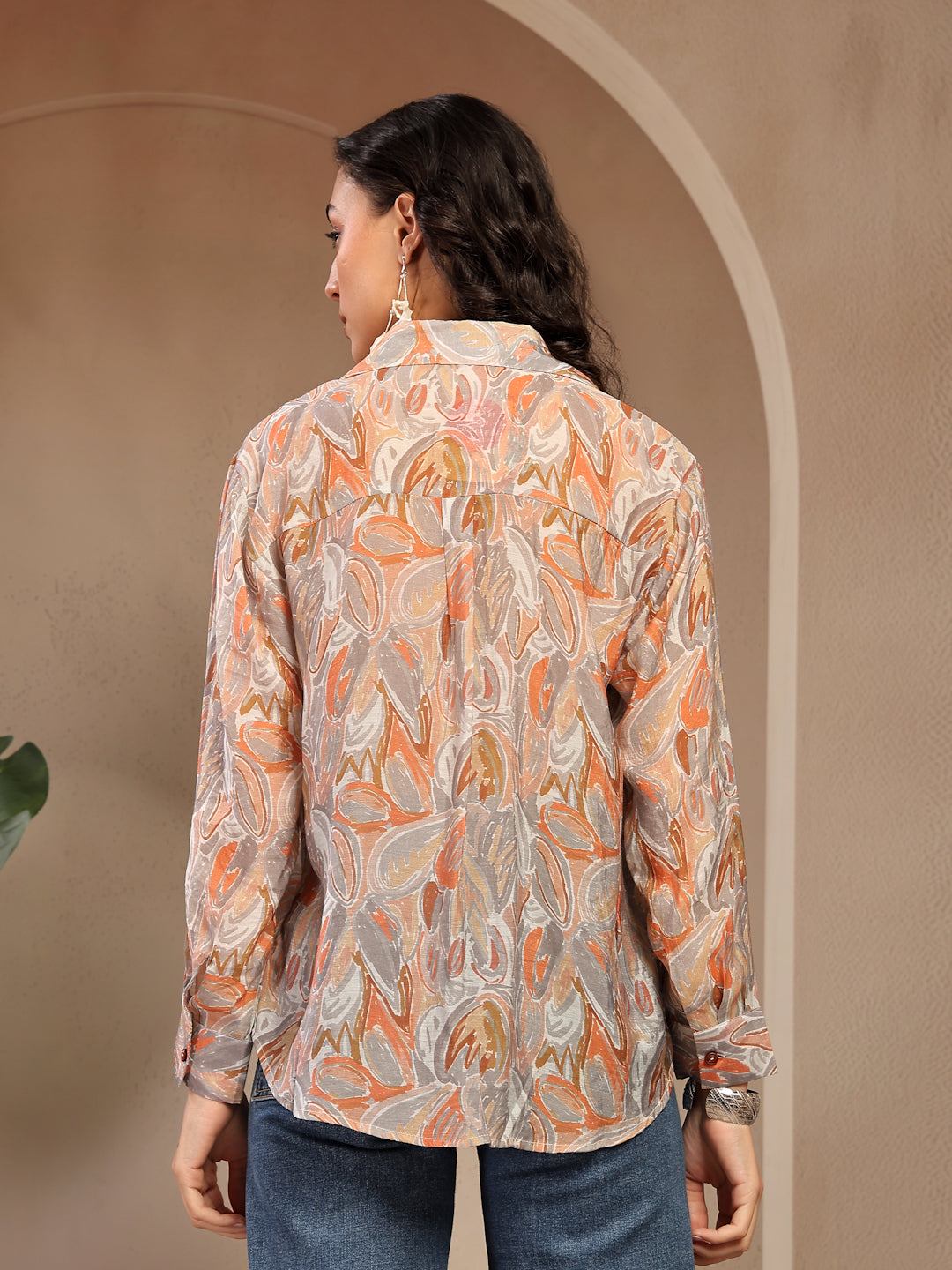 Gipsy Beige Printed Shirt