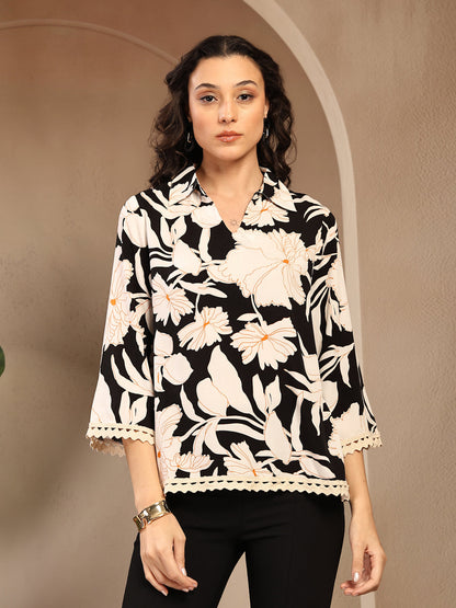 Gipsy Black Embroidery Rayon Tunic
