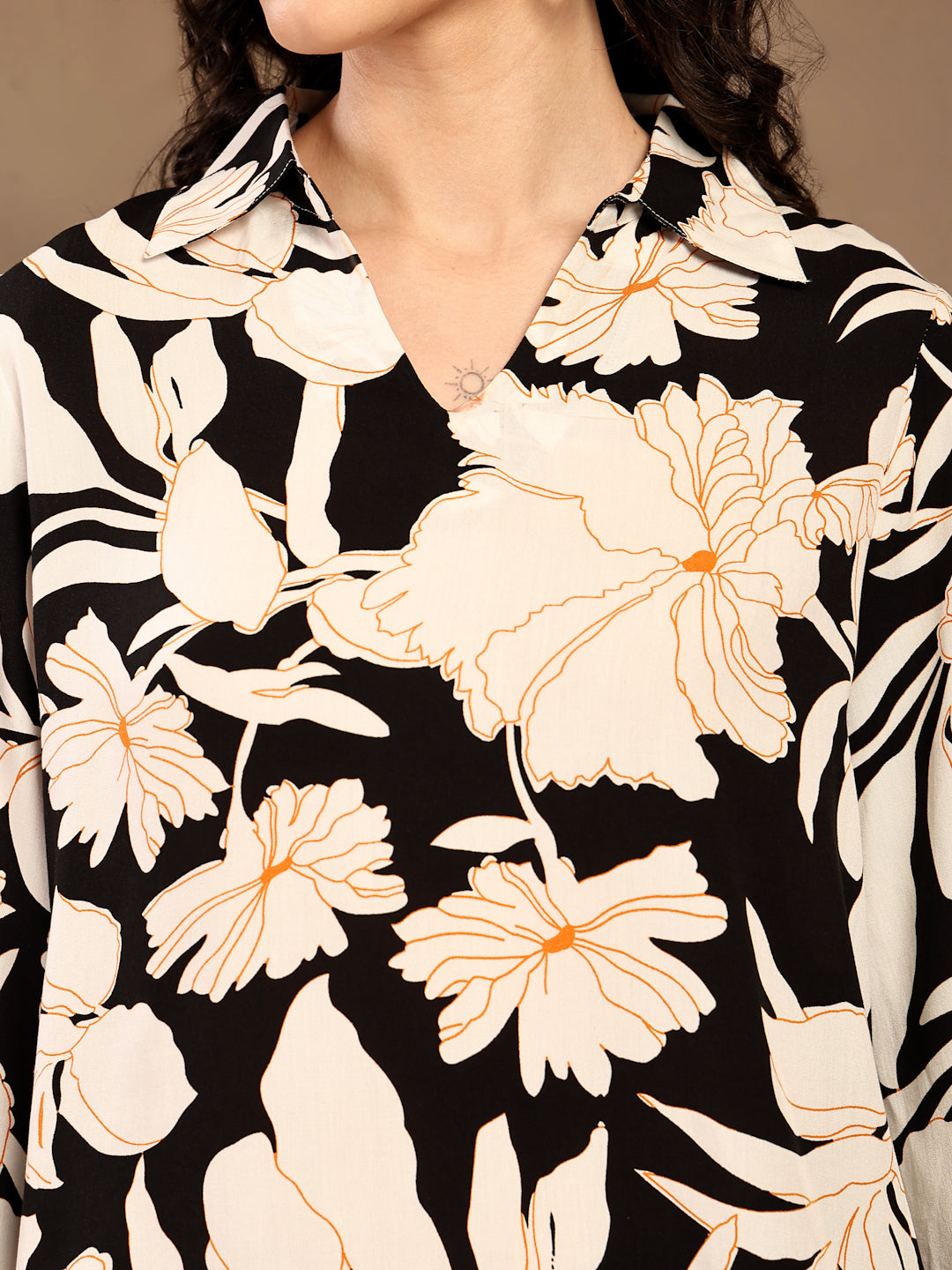 Gipsy Black Embroidered Rayon Tunic