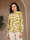 Gipsy Lime Green Printed Rayon Shirt