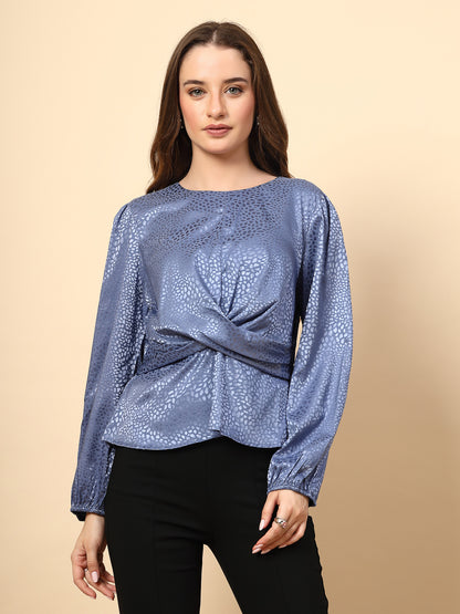 Blue Top Front Fabric Knotting