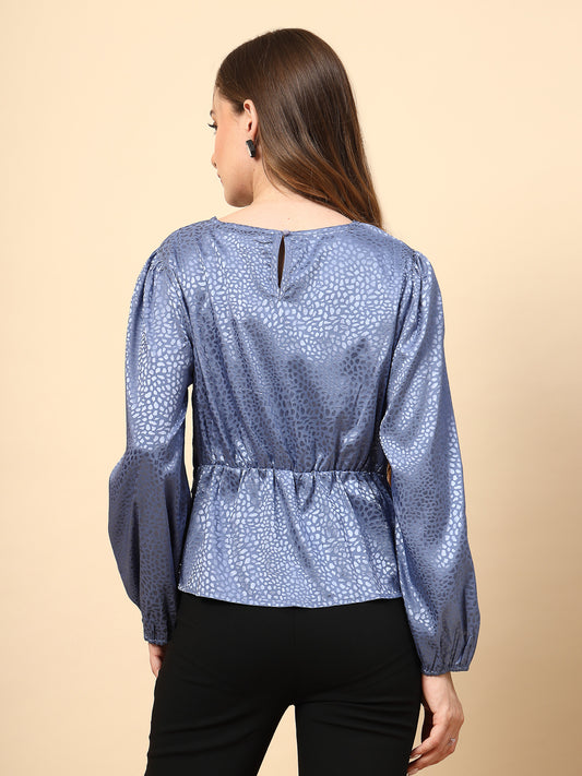 Blue Top Front Fabric Knotting