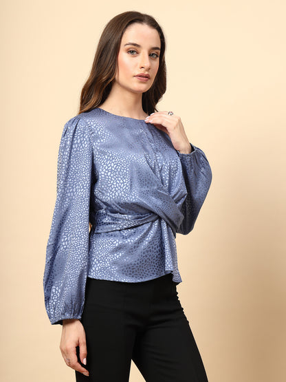 Blue Top Front Fabric Knotting