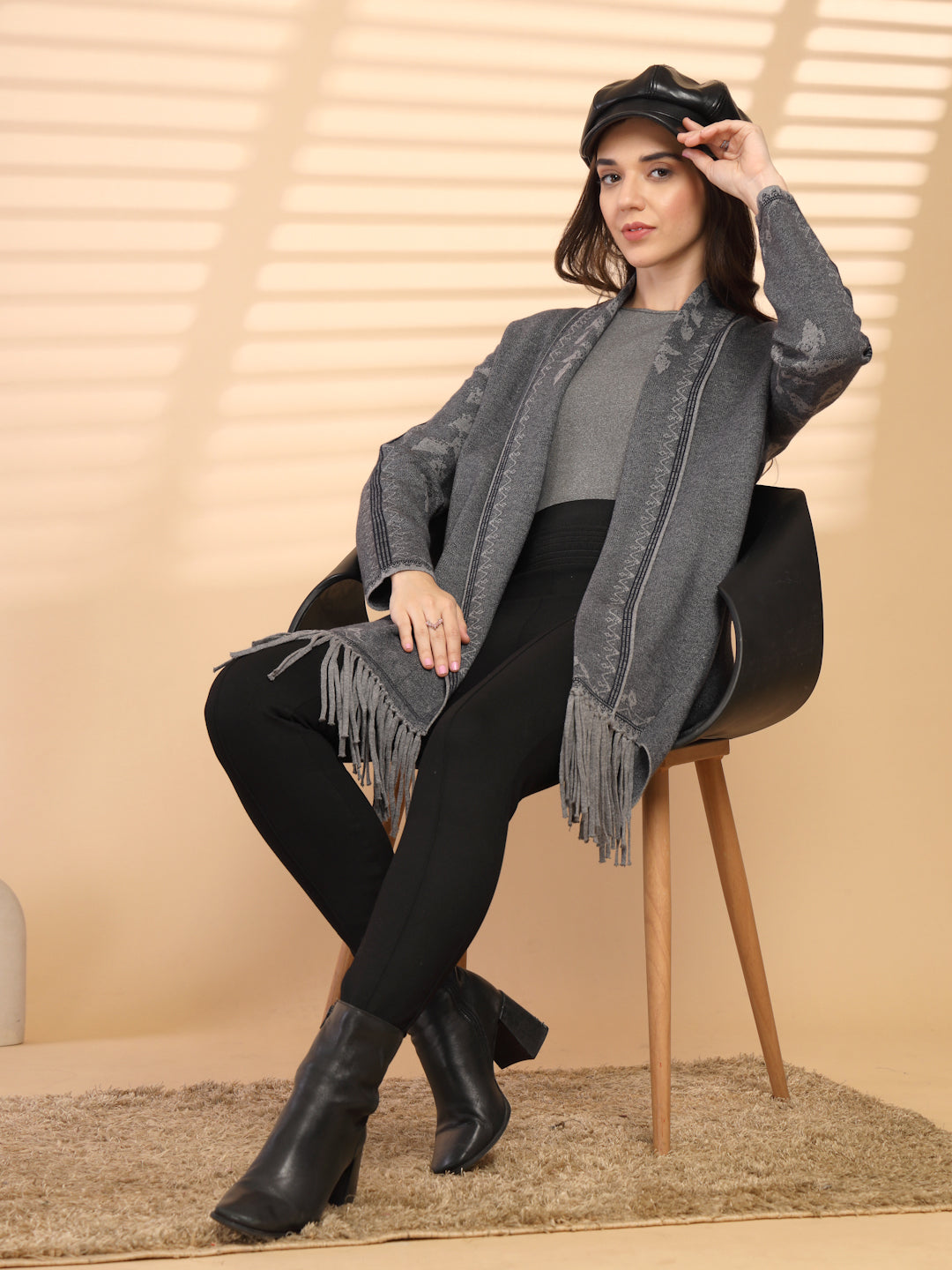 Black Cape For Gipsy Woman Stylish And Cozy Winter Collection