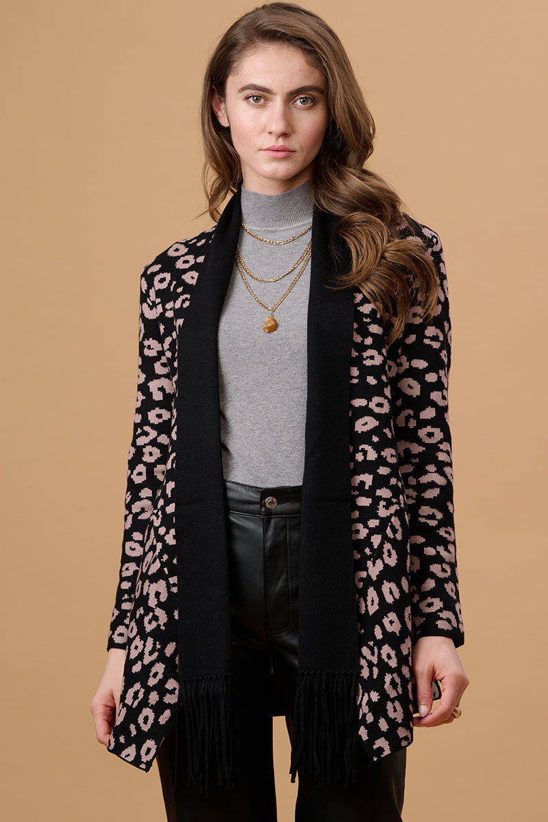 Black Solid Cape Style Shrug with Lapel Collar
