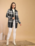 Black Solid Front Open Cape with Stylish Lapel Collar