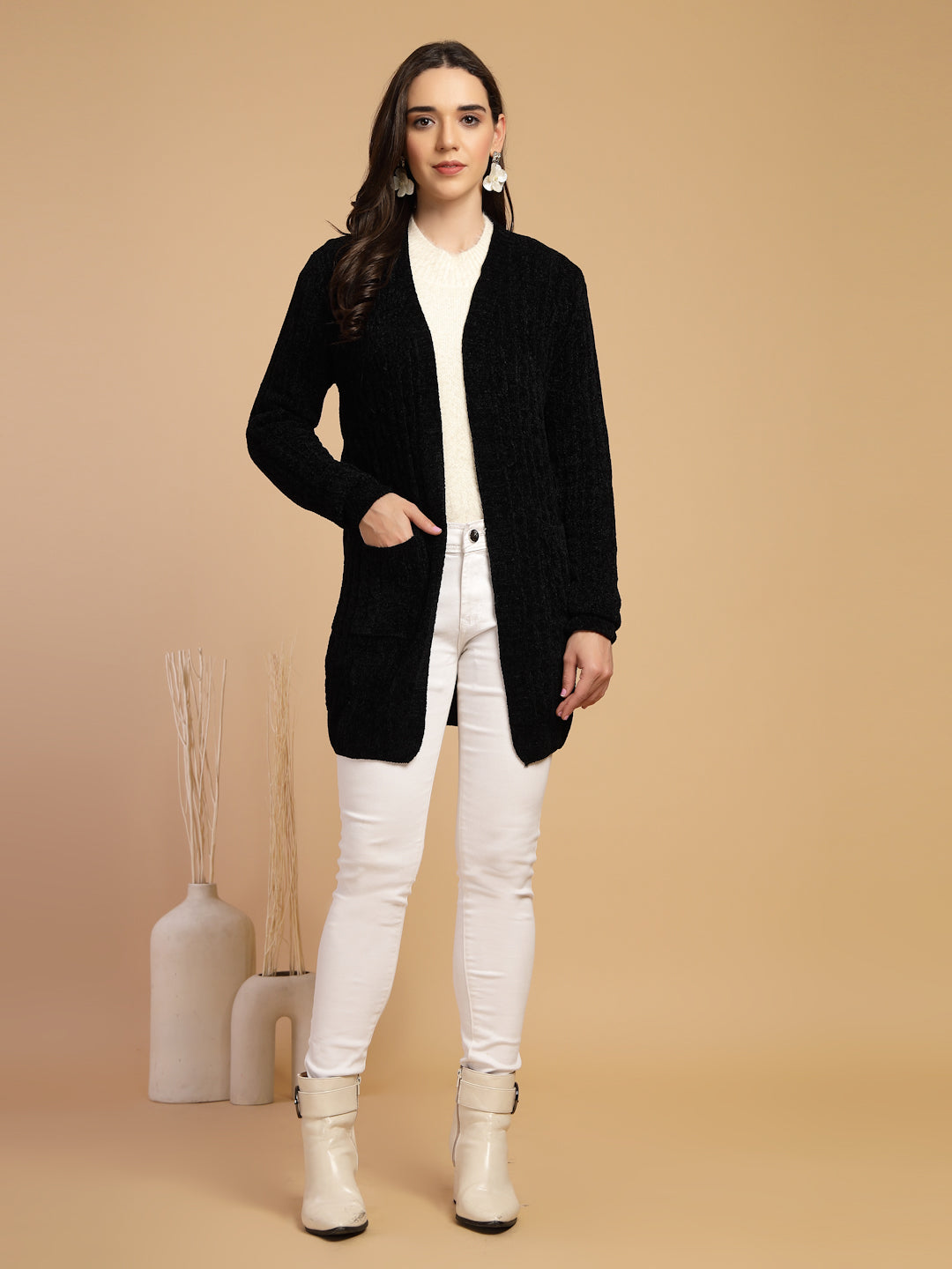 Black Long Cardigan For Gipsy Woman Stylish And Cozy Winter Collection