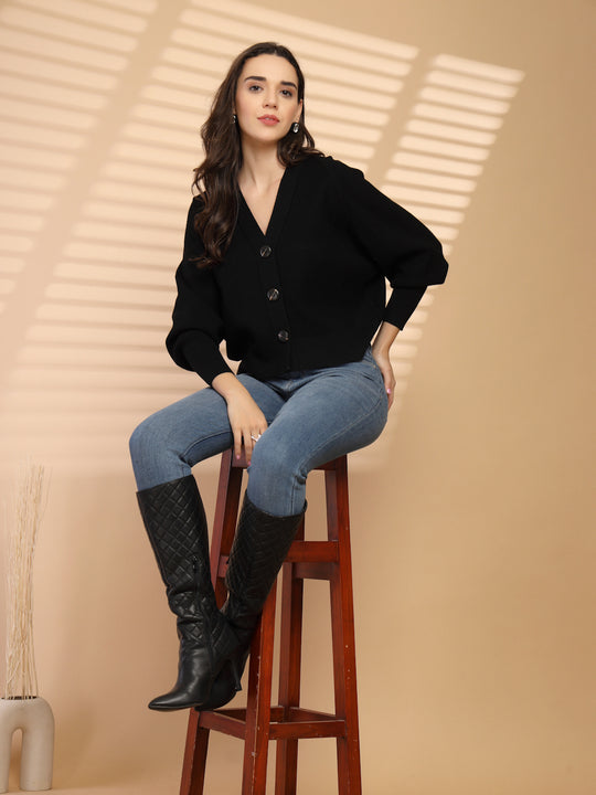Black Short Cardigan For Gipsy Woman Stylish And Cozy Winter Collection