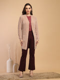 Khaki Solid Lapel Collar Long Cardigan