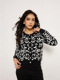 Animal Print Cardigan With Golden Buttons