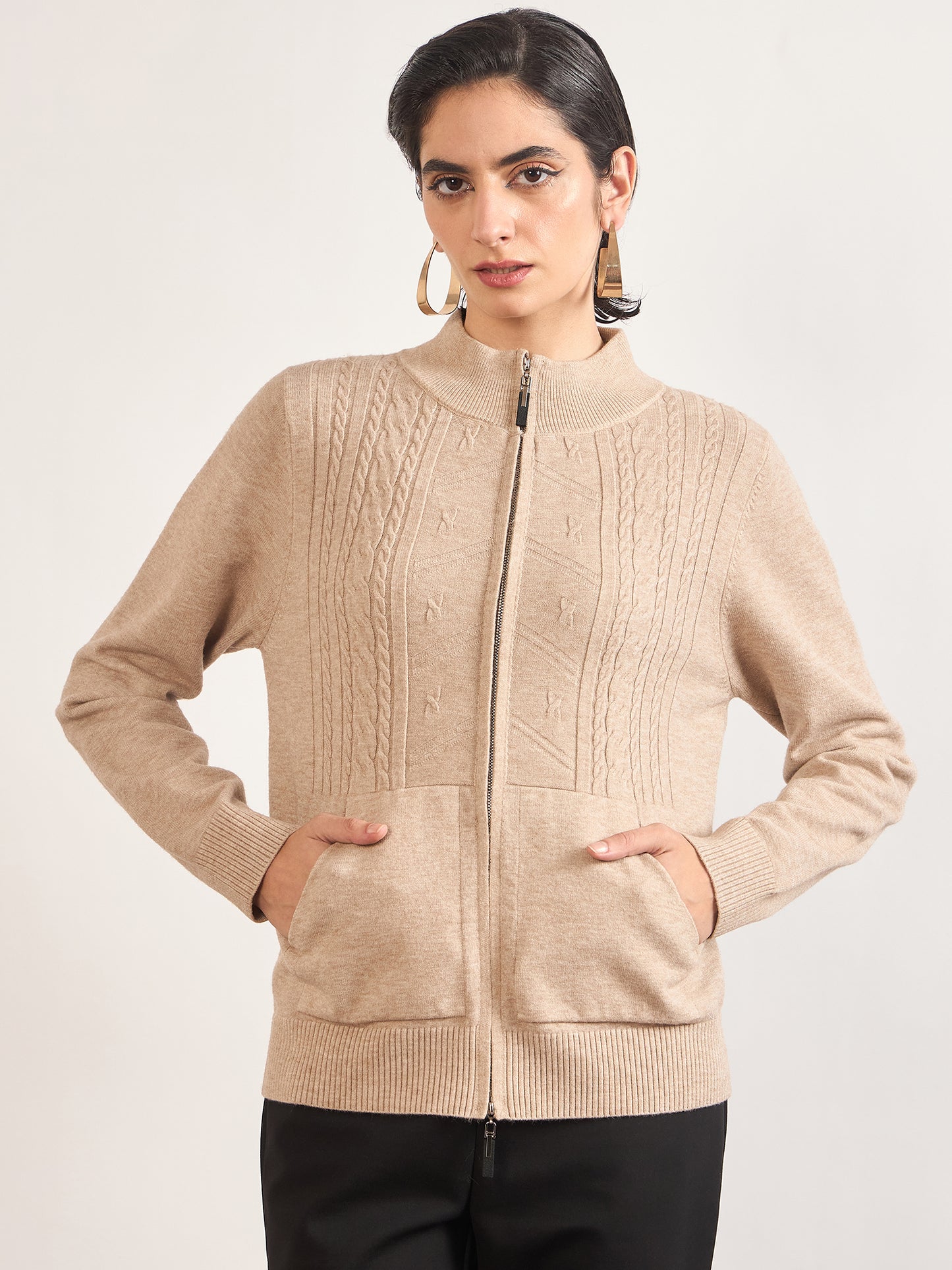 Light Khaki Cotton Knitted Sweater