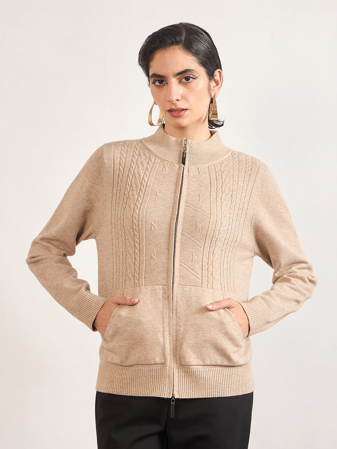 Light Khaki Cotton Knitted Sweater