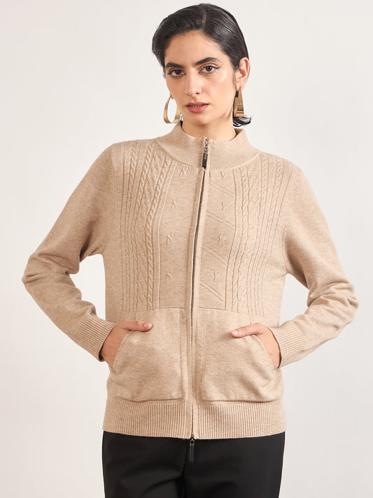 Light Khaki Cotton Knitted Sweater