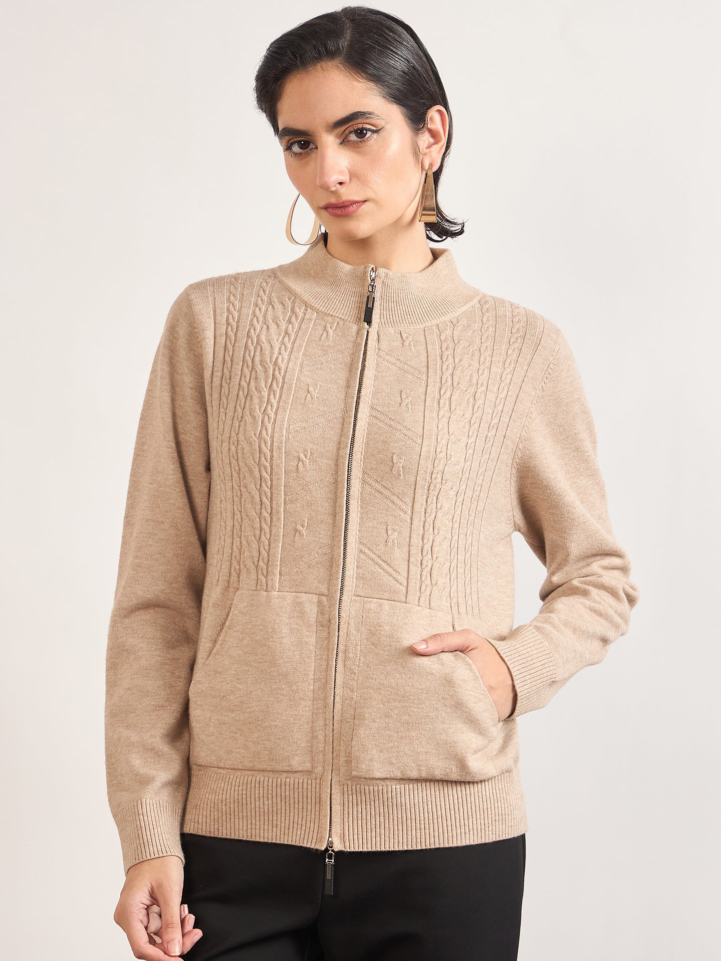 Light Khaki Cotton Knitted Sweater