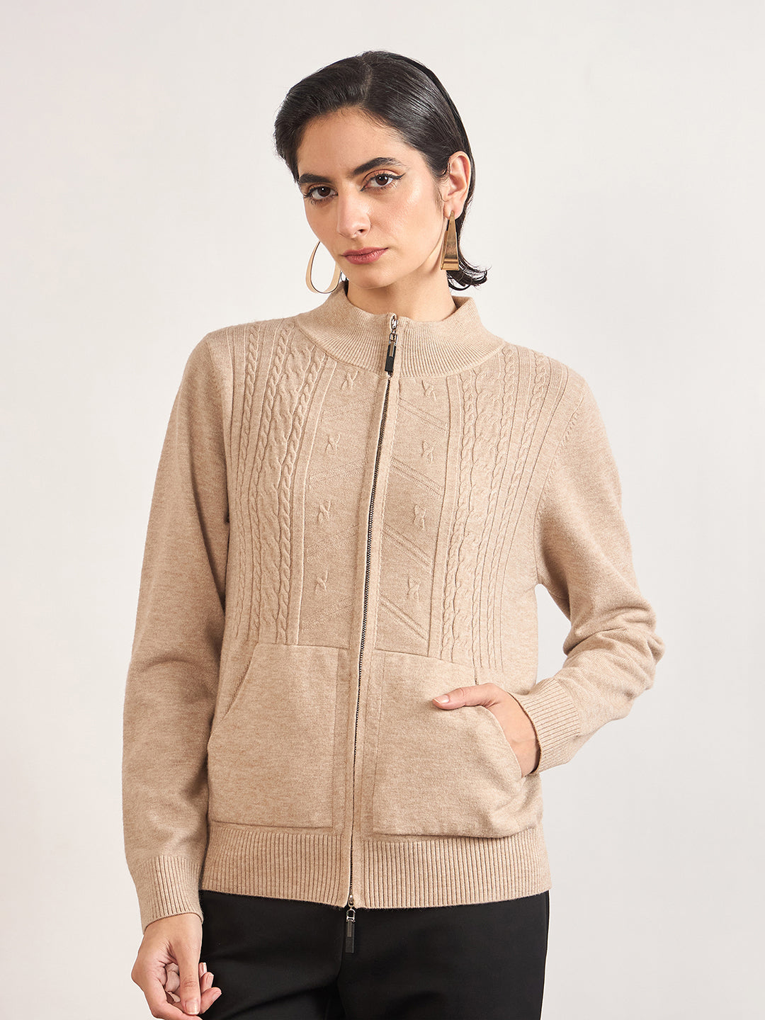Light Khaki Cotton Knitted Sweater