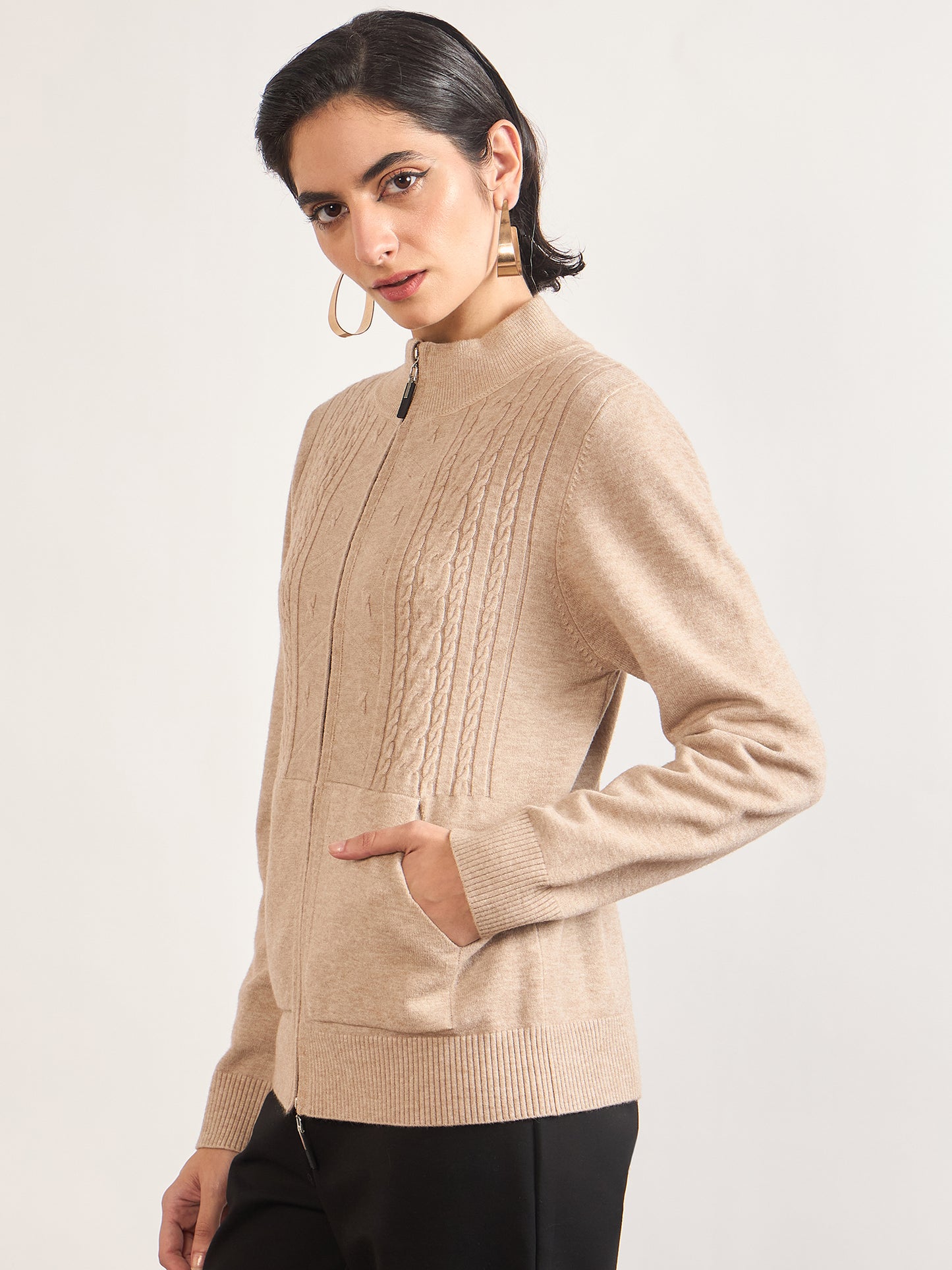 Light Khaki Cotton Knitted Sweater