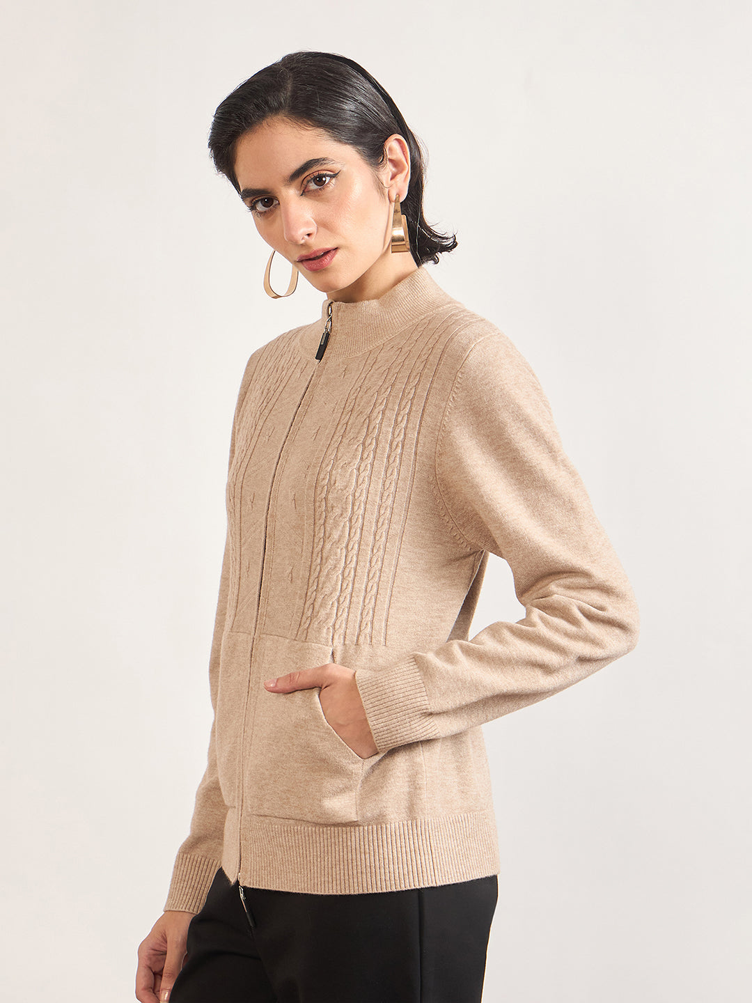 Light Khaki Cotton Knitted Sweater