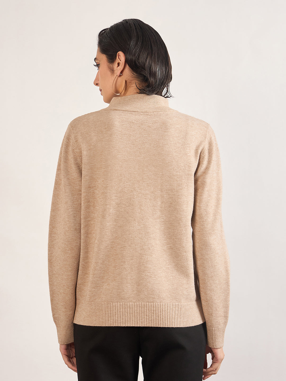 Light Khaki Cotton Knitted Sweater