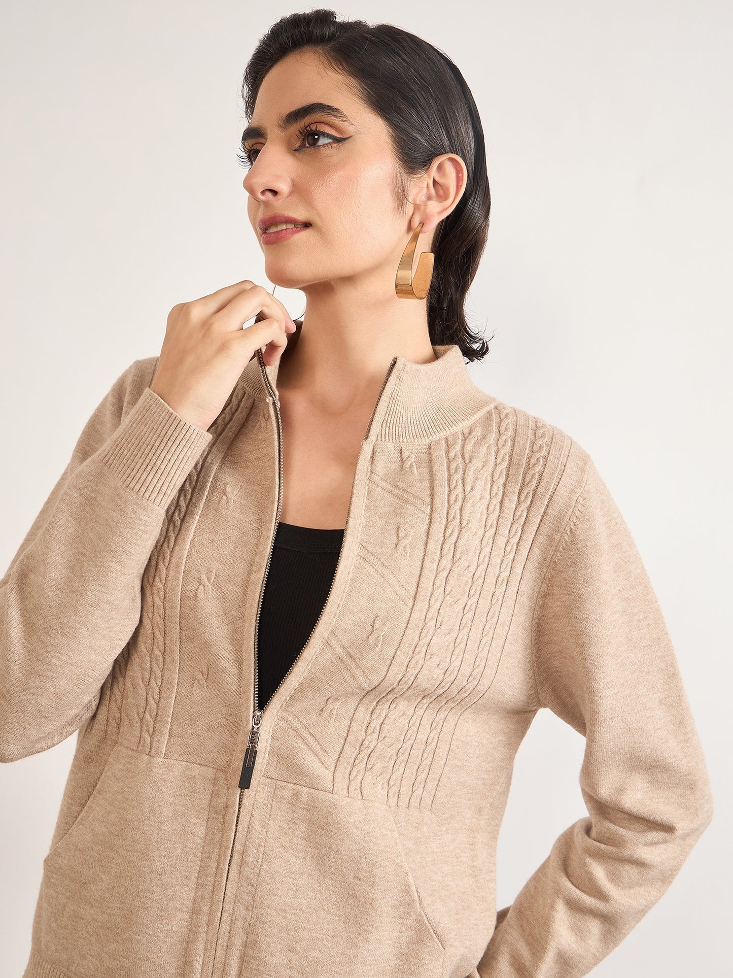 Light Khaki Cotton Knitted Sweater