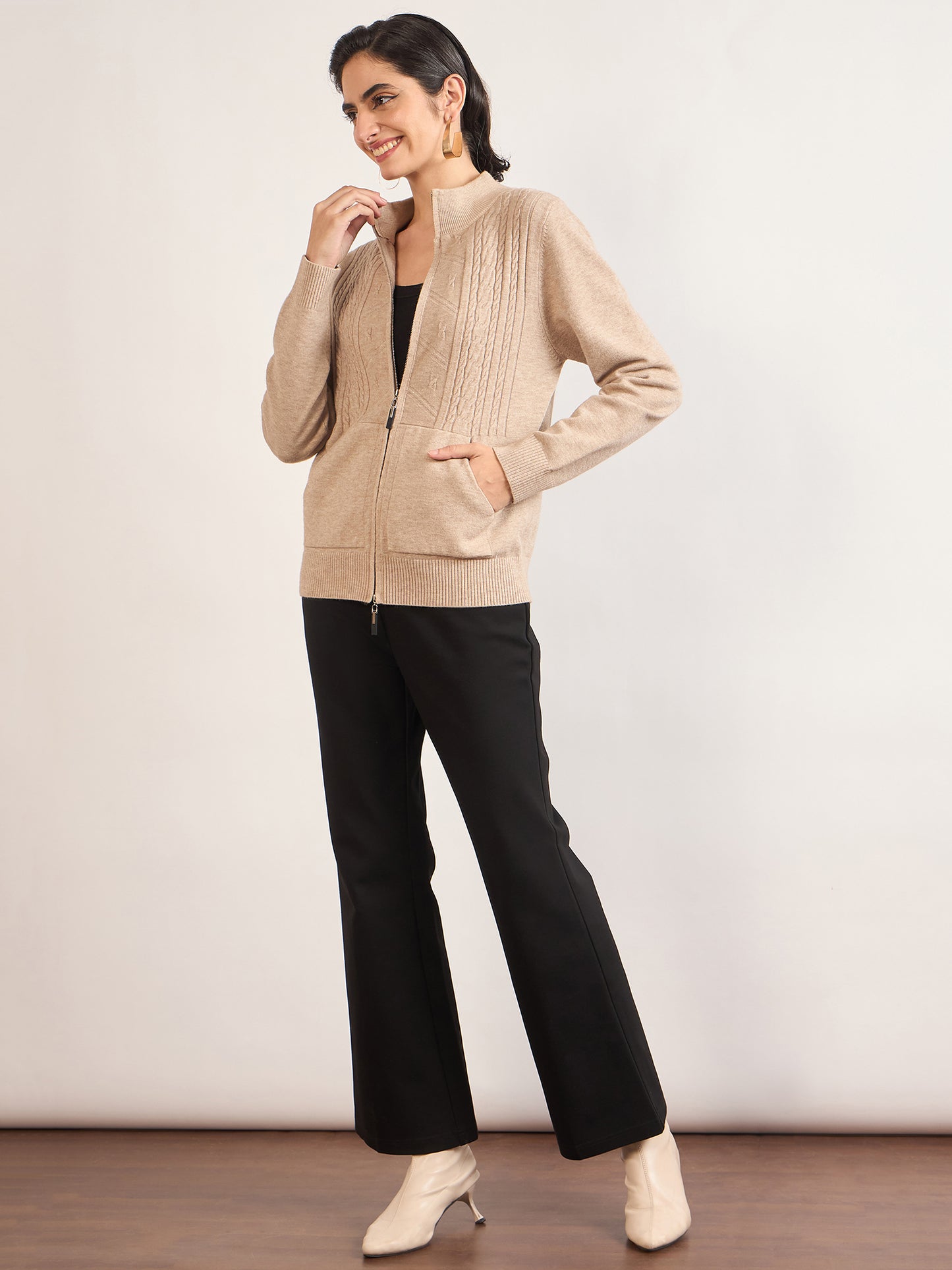 Light Khaki Cotton Knitted Sweater
