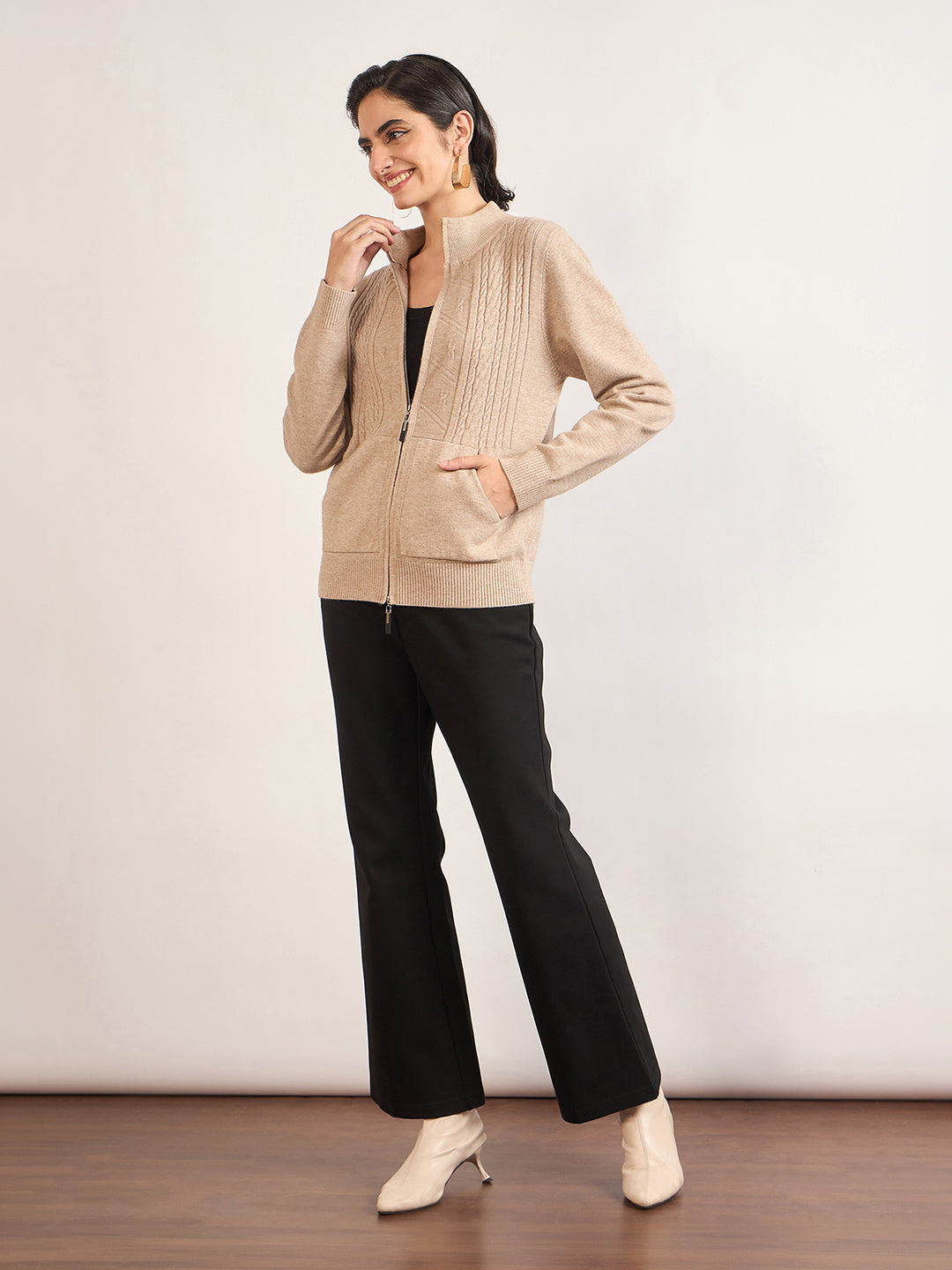 Light Khaki Cotton Knitted Sweater